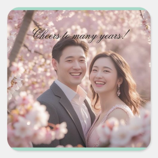 応援から長年ステッカー スクエアシール (正面)