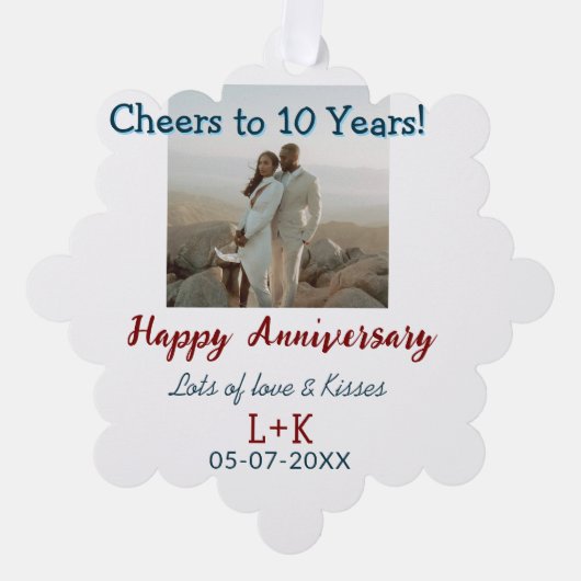 応援から10年happy anniversaryに写真データを追加 オーナメントカード (正面)