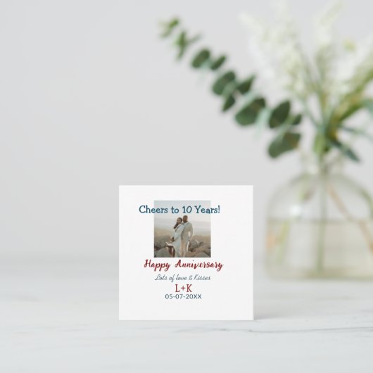 応援から10年happy anniversaryに写真データを追加 スクエア名刺 (スタンド正面)