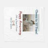 応援から10年happy anniversaryに写真データを追加 フリースブランケット (正面(横))