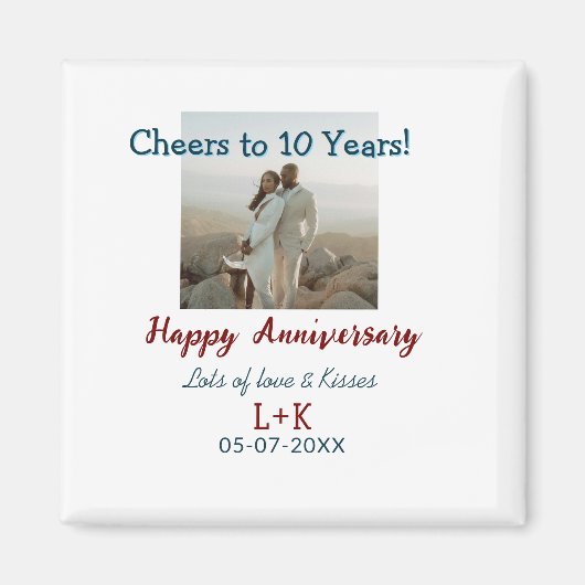応援から10年happy anniversaryに写真データを追加 マグネット (正面)