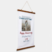 応援から10年happy anniversaryに写真データを追加 吊り下げ型タペストリー (傾斜あり)