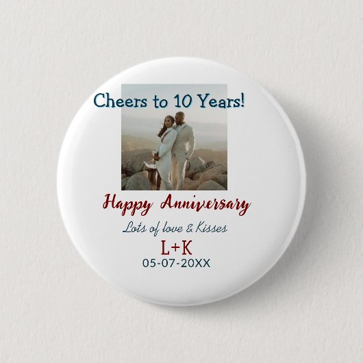 応援から10年happy anniversaryに写真データを追加 缶バッジ (正面)