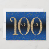 応援から100年サプライズ誕生日、青 招待状 (裏面)