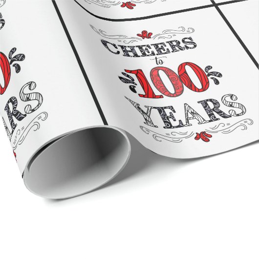 応援から100年タイポグラフィ誕生日 ラッピングペーパー (ロールコーナー)