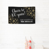 応援から100年ブラックと金ゴールド100誕生日 横断幕 (インサイチュ)