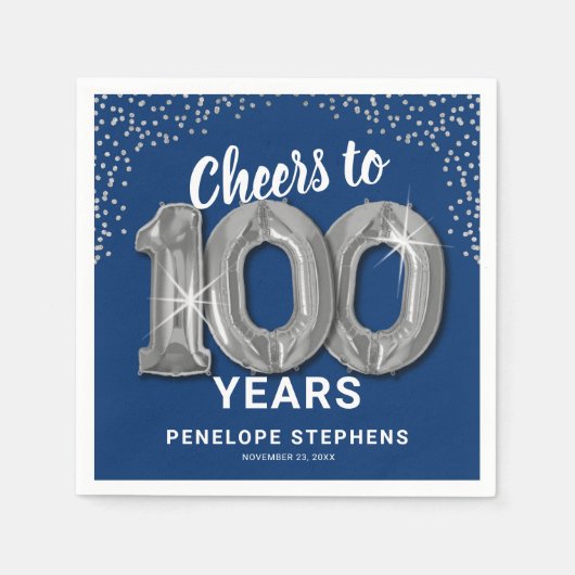 応援から100年誕生日ナプキンス スタンダードカクテルナプキン (正面)