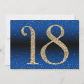 応援から18年サプライズ誕生日金ゴールド&ブルー 招待状 (裏面)