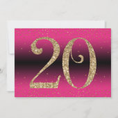 応援から20年サプライズ誕生日、深いピンク 招待状 (裏面)