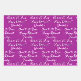 応援から20年ピンクマゼンタハッピーリタイア ラッピングペーパーシート