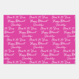 応援から20年ピンクラベンダーハッピーリタイア ラッピングペーパーシート