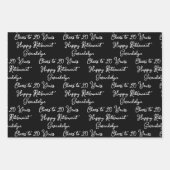 応援から20年ブラック&ホワイトハッピーリタイア ラッピングペーパーシート (正面)