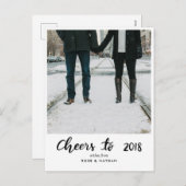 応援から2018年の手書きスクリプト年賀写真 シーズンポストカード (正面/裏面)