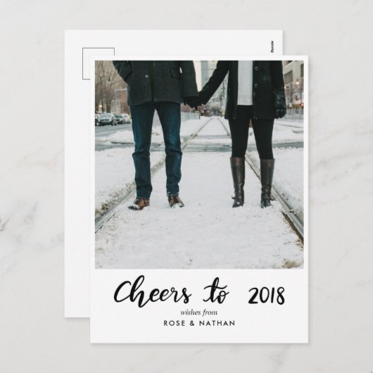 応援から2018年の手書きスクリプト年賀写真 シーズンポストカード (正面/裏面)