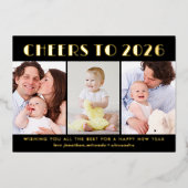 応援から2024年新年フォトコラージュ金ゴールド 箔シーズンカード (正面)