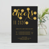 応援から2024金ゴールド新年のイブパーティーブラック 招待状 (スタンド正面)