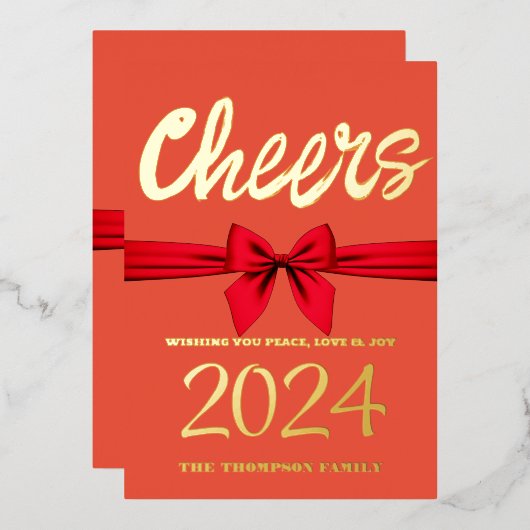 応援から2024、赤いリボン、赤 箔シーズンカード (正面/裏面)