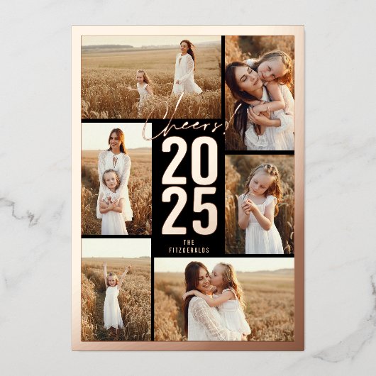 応援から2025はっきりしたタイポグラフィ年明け写真 箔シーズンカード (正面)