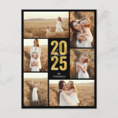 応援から2025年の金ゴールドモダンタイポグラフィ シーズンポストカード (正面)