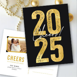 応援から2025年の金ゴールドモダンタイポグラフィ シーズンポストカード