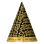 応援から2025年の金ゴールドモダンタイポグラフィ パーティーハット (裏面)