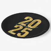 応援から2025年の金ゴールドモダンタイポグラフィ ペーパープレート (アングル)