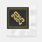応援から2025年の金ゴールドモダンタイポグラフィ 縁ありカクテルナプキン (正面)