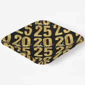応援から2025金ゴールドタイポグラフィ年始パーティー ペーパープレート (傾斜あり)