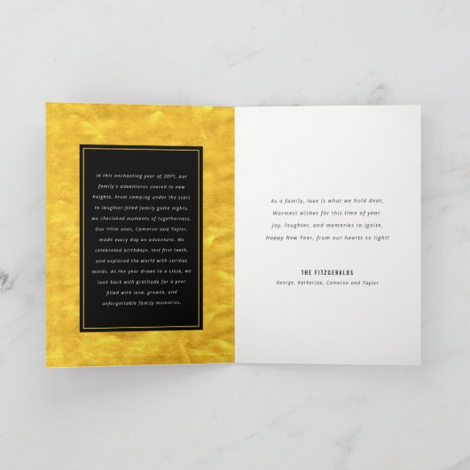 応援から2025金ゴールドタイポグラフィ年始6枚の写真 シーズンカード (内部)