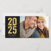 応援から2025金ゴールドタイポグラフィ年末年始の写真 シーズンカード (正面)