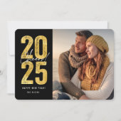 応援から2025金ゴールドタイポグラフィ年末年始の写真 シーズンカード (正面)