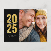 応援から2025金ゴールドタイポグラフィ年末年始の写真 シーズンポストカード (正面)
