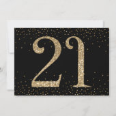 応援から21年サプライズ誕生日金ゴールドとブラック 招待状 (裏面)