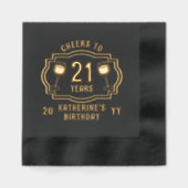 応援から21年ワイングラス誕生日名 箔ナプキン (正面)