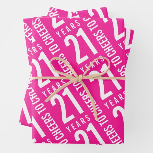 応援から21年誕生日ホットピンク ラッピングペーパーシート (インサイチュ)