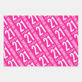 応援から21年誕生日ホットピンク ラッピングペーパーシート (正面)
