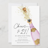 応援から21紫と金ゴールドフォト誕生日 招待状 (正面)