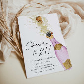 応援から21紫と金ゴールドフォト誕生日 招待状