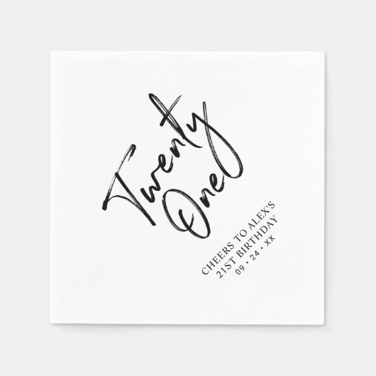 応援から21 |モダン大人21歳の誕生日パーティー スタンダードカクテルナプキン (正面)