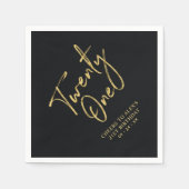 応援から21 |黒モダンい21歳の誕生日パーティー スタンダードカクテルナプキン (正面)