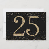 応援から25年サプライズ誕生日金ゴールドとブラック 招待状 (裏面)