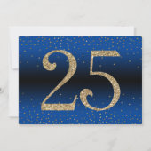 応援から25年サプライズ誕生日金ゴールドとブルー 招待状 (裏面)