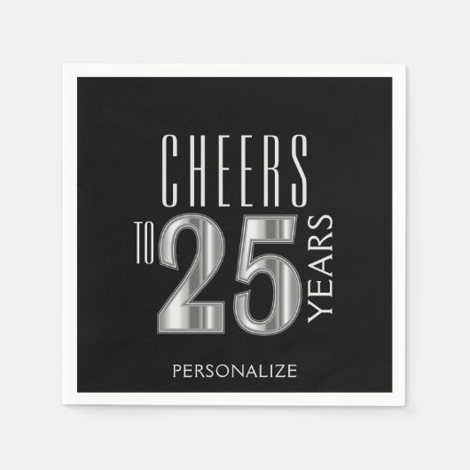 応援から25年 – 誕生日/記念日 スタンダードカクテルナプキン (正面)