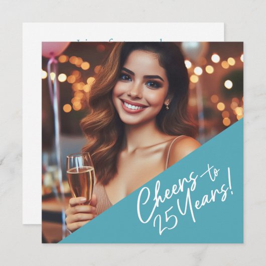 応援から25歳の誕生日パーティーお祝い 招待状 (正面/裏面)