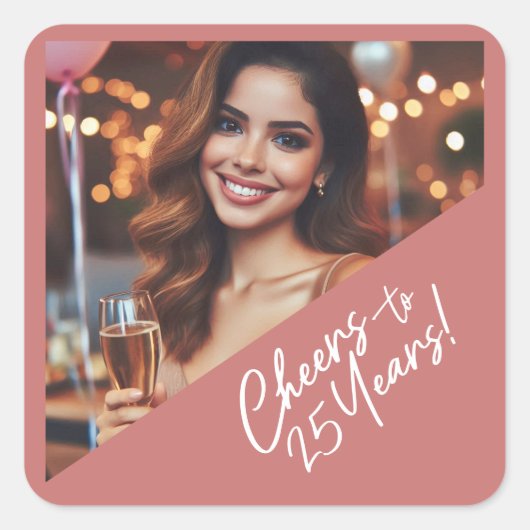 応援から25歳の誕生日パーティーへの好意 スクエアシール (正面)