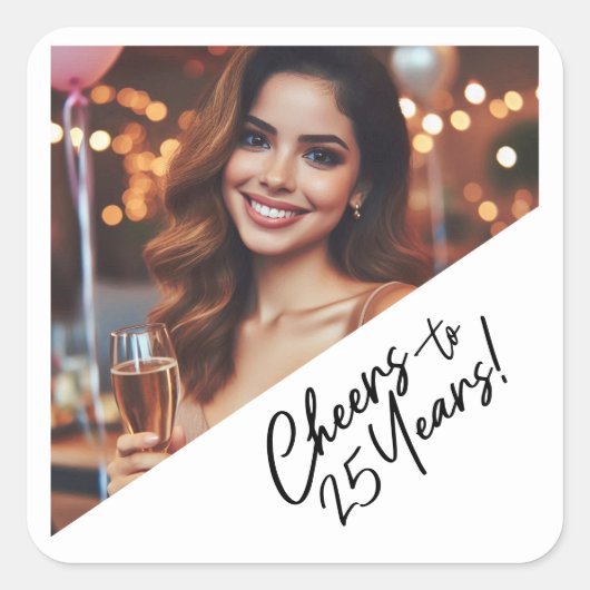 応援から25歳の誕生日パーティーへの好意 スクエアシール (正面)