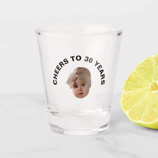 応援から30年の誕生日への顔ギフトおもしろい ショットグラス (正面)