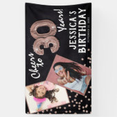 応援から30年バラ金ゴールド2写真誕生日 横断幕 (縦)