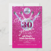 応援から30年ピンクグラムディスコレトロ誕生日 招待状 (正面)