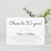 応援から30年モダンミニマルパーティー黒 招待状 (スタンド正面)